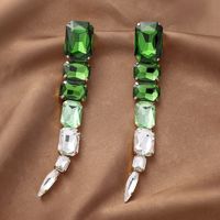 Fashion Green Square Inlaid Rhinestone Snake-shaped Earrings Wholesale main image 2