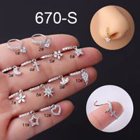 New Nose Ornaments Stars Moon Heart Flowers Cross Zircon Copper Jewelry sku image 13