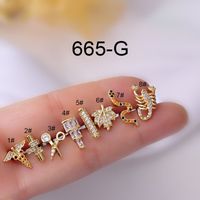 Fashion 0.8mm Titanium Steel Thin Rod Screw Ball Single Ear Bone Nail sku image 4