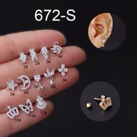 Ear Cartilage Rings & Studs Fashion Crown 316 Stainless Steel  Copper Plating sku image 14