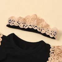 Summer New Hairband Lace Flying Sleeve Mesh Short Skirt Baby Romper Cotton Three-piece Set main image 9