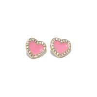 Simple Drop Oil Multi-color Heart-shaped Copper Stud Earrings Wholesale sku image 3