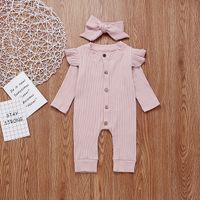 Fashion New Pit Strip Baby Solid Color Round Neck Button Romper sku image 9