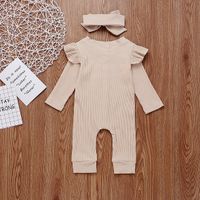 Fashion New Pit Strip Baby Solid Color Round Neck Button Romper sku image 13
