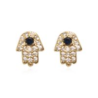 Vintage Contrast Color Palm Inlaid Zircon Copper Earrings Wholesale sku image 1