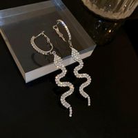 Fashion Exaggerated Rhinestone Snake-shaped Long Copper Earrings Wholesale sku image 4