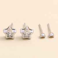 Light Luxury Small Moon Star Zircon 925 Silver Stud Earrings main image 1