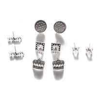 New Retro Diamond Crown Letter 5 Pairs Sets Alloy Wholesale main image 5