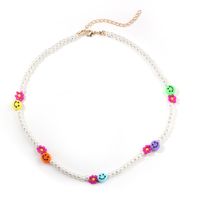 Vintage Rice Beads Woven Flower Candy Color Smiley Clavicle Chain Wholesale main image 1