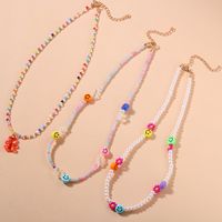 Vintage Rice Beads Woven Flower Candy Color Smiley Clavicle Chain Wholesale main image 4
