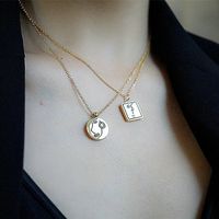 Fashion 18k Gold-plated Stainless Steel Square Round Face Pendant Necklace main image 3