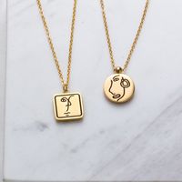 Fashion 18k Gold-plated Stainless Steel Square Round Face Pendant Necklace main image 4