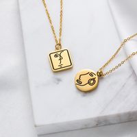 Fashion 18k Gold-plated Stainless Steel Square Round Face Pendant Necklace main image 6