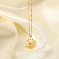 New Fashion 18k Stainless Steel Disc Zircon Pendant Necklace main image 1
