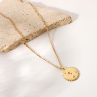 New Fashion 18k Stainless Steel Disc Zircon Pendant Necklace main image 5