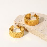Fashion 18k Gold-plated Stainless Steel Watch Band Shaped C-type Earrings Wholesale main image 4