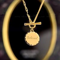 Fashion Retro Round Pendant Letter Titanium Steel 18k Gold Necklace main image 1