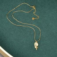 Retro Rose Flower Long Chain Titanium Steel Plated 18k Gold Necklace main image 1