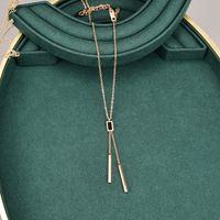 Vintage Rechteckige Stabquaste Aus Titanstahl, Einfache Halskette main image 3
