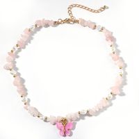 1 Piece Sweet Butterfly Gravel Pendant Necklace sku image 7