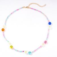 Vintage Rice Beads Woven Flower Candy Color Smiley Clavicle Chain Wholesale sku image 2