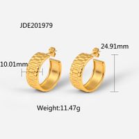 Fashion 18k Gold-plated Stainless Steel Watch Band Shaped C-type Earrings Wholesale sku image 1