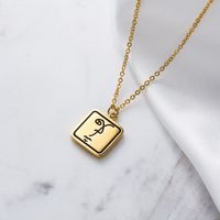 Fashion 18k Gold-plated Stainless Steel Square Round Face Pendant Necklace sku image 2