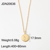 New Fashion 18k Stainless Steel Disc Zircon Pendant Necklace sku image 1