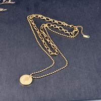 Vintage Hollow Chain Titanium Steel Double Layered Fashionable Necklace Wholesale sku image 1