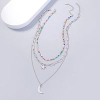 Fashion New Jewelry Star Moon Element Pendant Rice Bead Lattice Chain Multi-layer Layered Necklace 2 main image 3