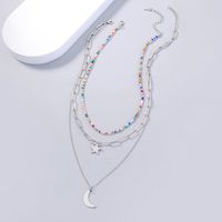 Fashion New Jewelry Star Moon Element Pendant Rice Bead Lattice Chain Multi-layer Layered Necklace 2 main image 4