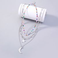 Fashion New Jewelry Star Moon Element Pendant Rice Bead Lattice Chain Multi-layer Layered Necklace 2 main image 6