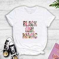 Camiseta Casual De Manga Corta Con Estampado De Alfabeto Floral Para Mujer A La Moda main image 3