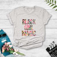 Camiseta Casual De Manga Corta Con Estampado De Alfabeto Floral Para Mujer A La Moda main image 4