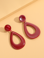 Simple Hollow Water Drop Geometric Red Pendant Earrings main image 6