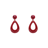 Simple Hollow Water Drop Geometric Red Pendant Earrings main image 7