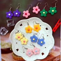 Simple Hit Color Small Flower Resin Earrings main image 1