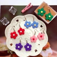 Simple Hit Color Small Flower Resin Earrings main image 3