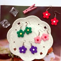 Simple Hit Color Small Flower Resin Earrings main image 4