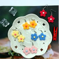 Simple Hit Color Small Flower Resin Earrings main image 5