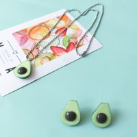 Summer Avocado Cute Simulation Fruit Hairpin Necklace Earrings main image 5