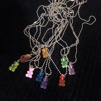 Fashion Transparent Jelly Color Bear Pendent Alloy Necklace main image 1