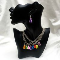 Fashion Transparent Jelly Color Bear Pendent Alloy Necklace main image 4