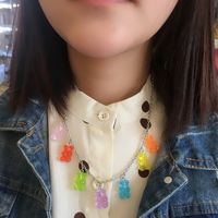 Fashion Transparent Jelly Color Bear Pendent Alloy Necklace main image 5