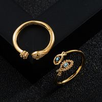 Fashion Copper Gold-plated Micro-set Zircon Drip Oil Snake Eyes Ring main image 1