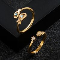 Fashion Copper Gold-plated Micro-set Zircon Drip Oil Snake Eyes Ring main image 3