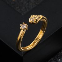 Fashion Copper Gold-plated Micro-set Zircon Drip Oil Snake Eyes Ring main image 4