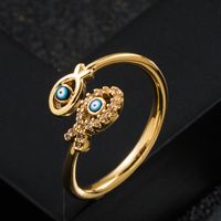 Fashion Copper Gold-plated Micro-set Zircon Drip Oil Snake Eyes Ring main image 5