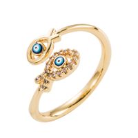 Fashion Copper Gold-plated Micro-set Zircon Drip Oil Snake Eyes Ring main image 6