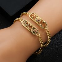 Fashion New Copper-plated Real Gold Micro-encrusted Zircon Heart Smiley Bracelet main image 2